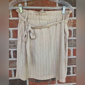 All Natural Fiber Cotton/Linen Blend Beige Striped June & Hudson Skirt Small